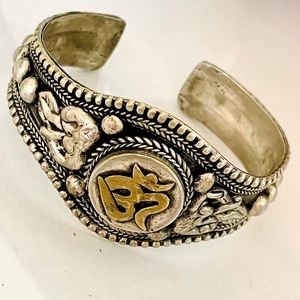 Silver Om Boho Cuff